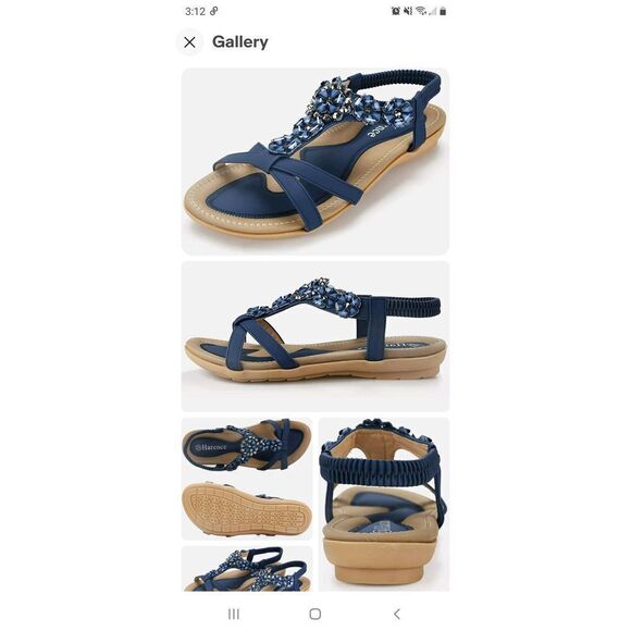New Size 8 (40) Blue Embellished Harence Summer Casual Dressy Sandals Sh… - Picture 2 of 6